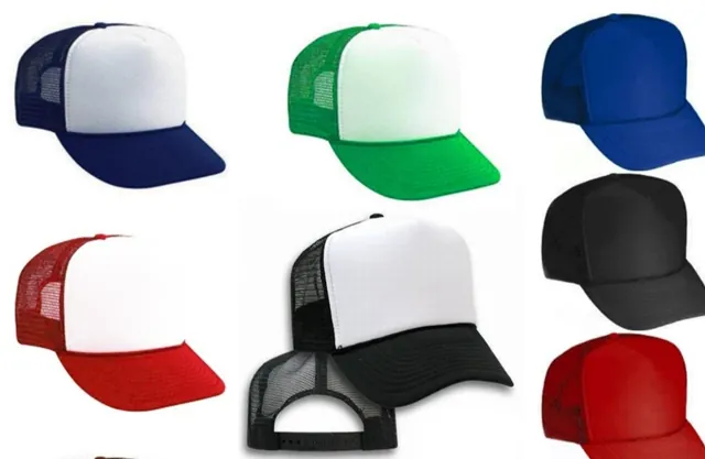 Gorras trucker de espuma con frente blanco y malla en varios colores