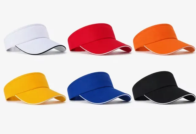 Viseras deportivas en blanco, rojo, naranja, amarillo, azul rey y negro
